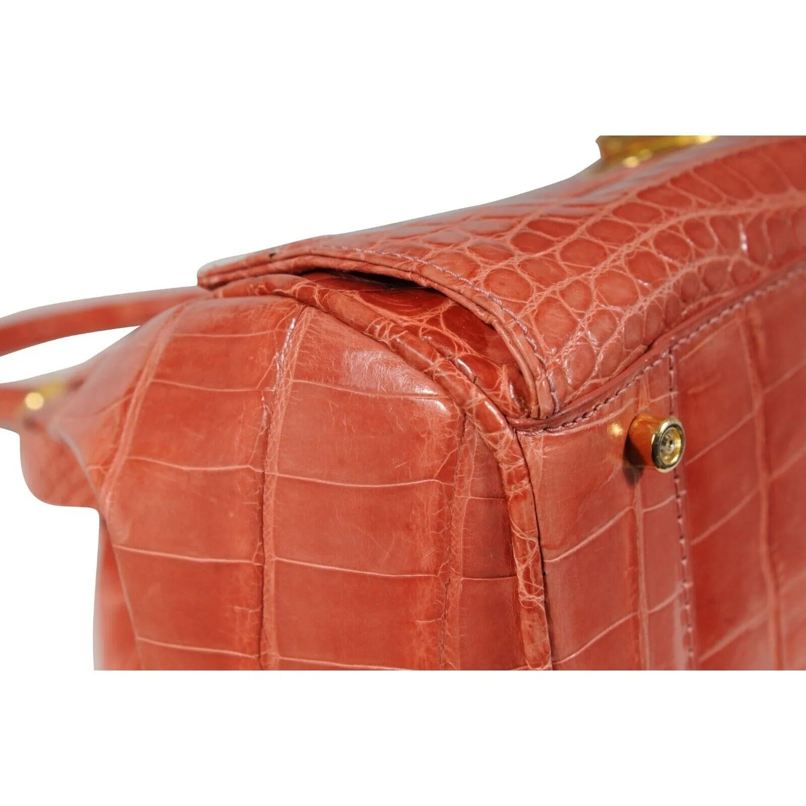 Crocodile Kelly Framed Satchel Bag Pink Leather Crossbody