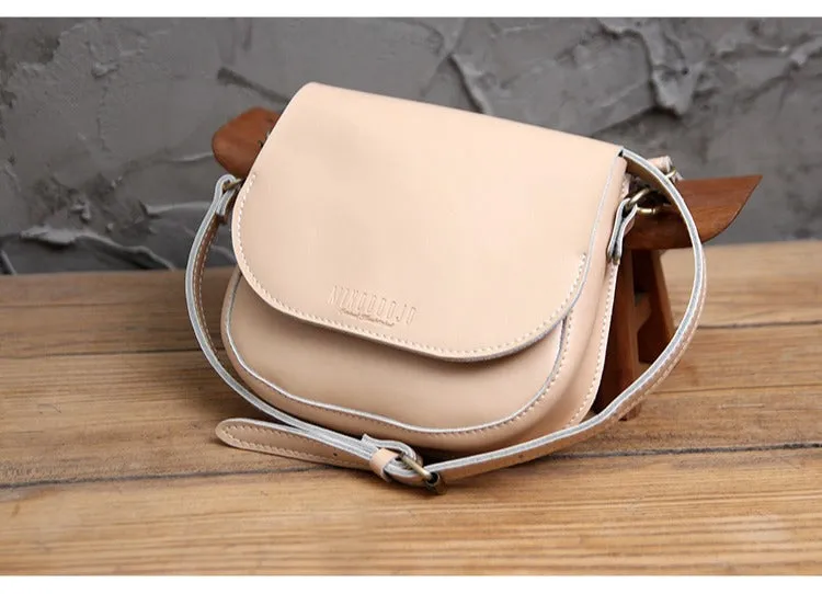 Cute Brown LEATHER Flip Side Bag Handmade WOMEN Saddle Phone Crossbody BAG Purse FOR WOMEN