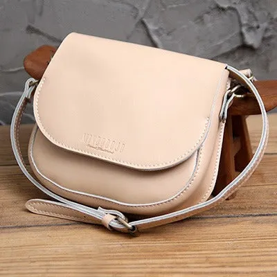 Cute Brown LEATHER Flip Side Bag Handmade WOMEN Saddle Phone Crossbody BAG Purse FOR WOMEN