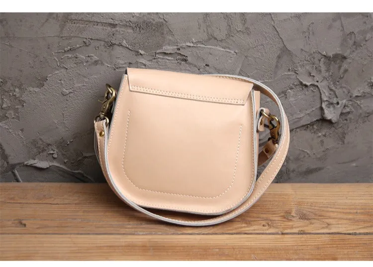 Cute Brown LEATHER Flip Side Bag Handmade WOMEN Saddle Phone Crossbody BAG Purse FOR WOMEN