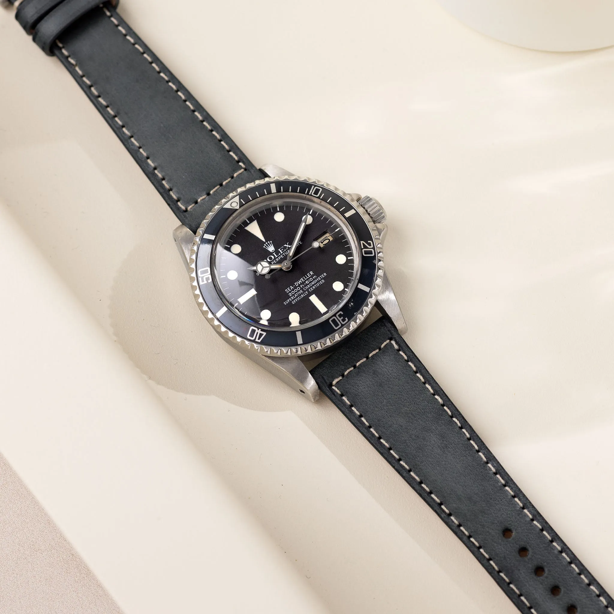 Dark Ash Grey Boxed Leather Watch Strap