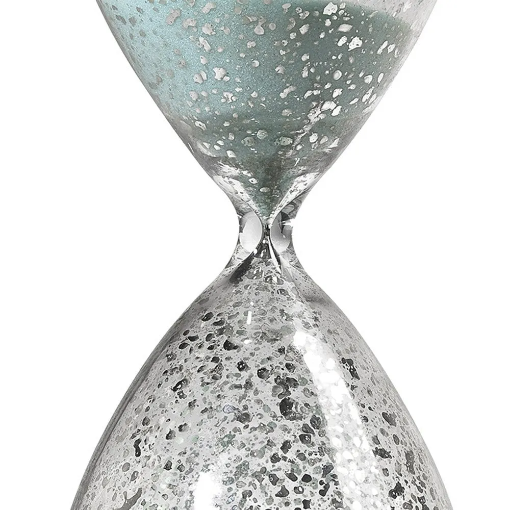 Doug 10 Inch Decorative 60 Minute Hourglass Accent Decor, Teal Blue Sand By Casagear Home