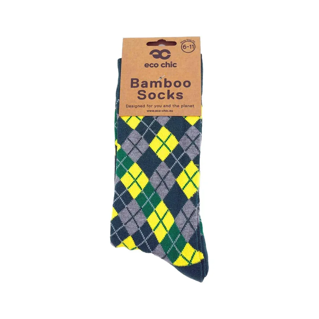 Eco Chic Eco-Friendly Argyle Green Bamboo Socks