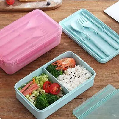 Eco Friendly Wheat Straw Lunch Box with 3pcs Cutlery