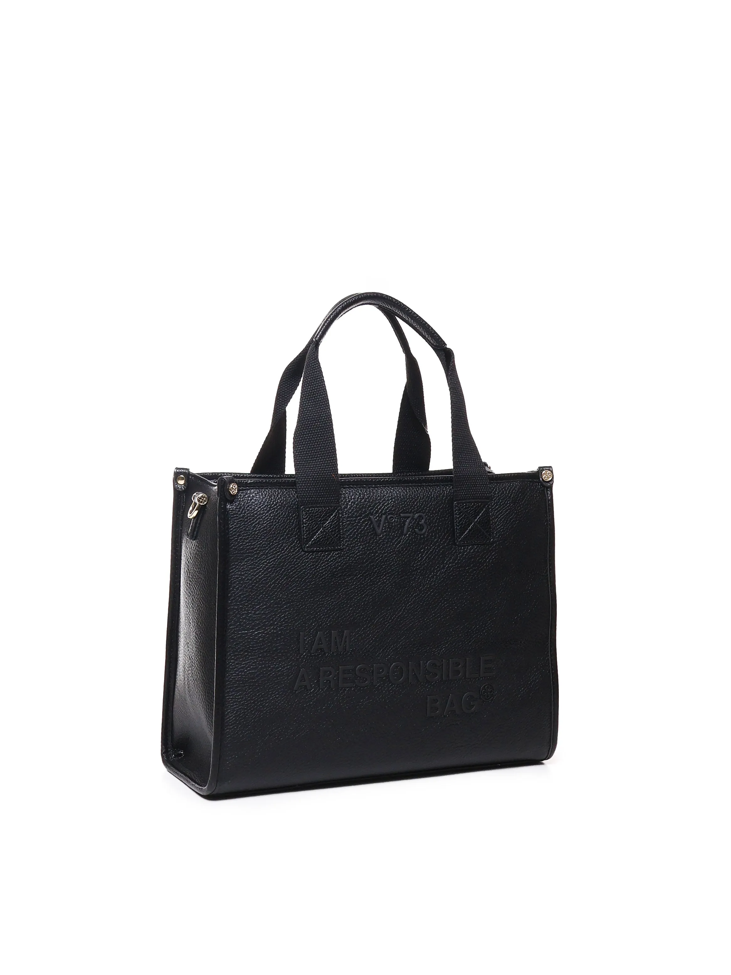 Eco-leather Black Handbag with Strap