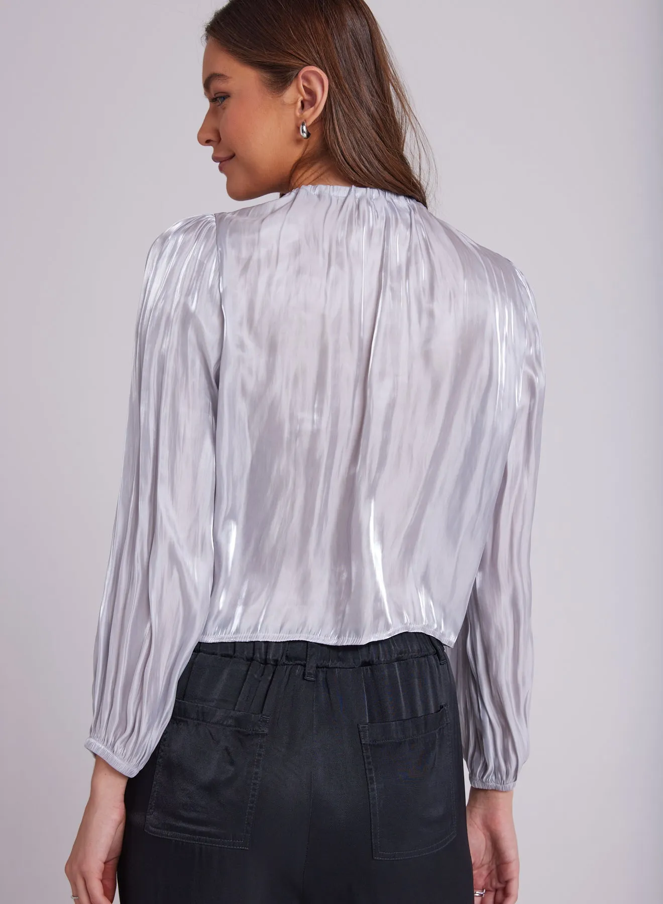 Elastic Shirred Shimmer Top