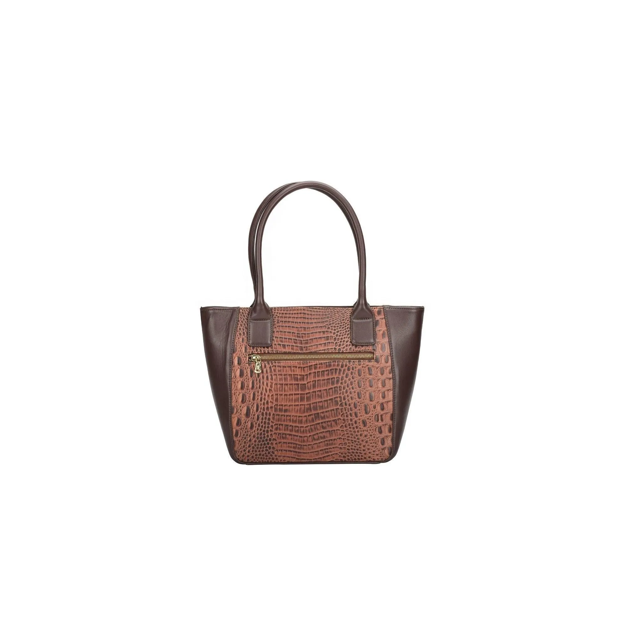 Elvis Leather Tote Bag For Women | Croco Embossed Genuine Leather | Color: Red, Black & Brown