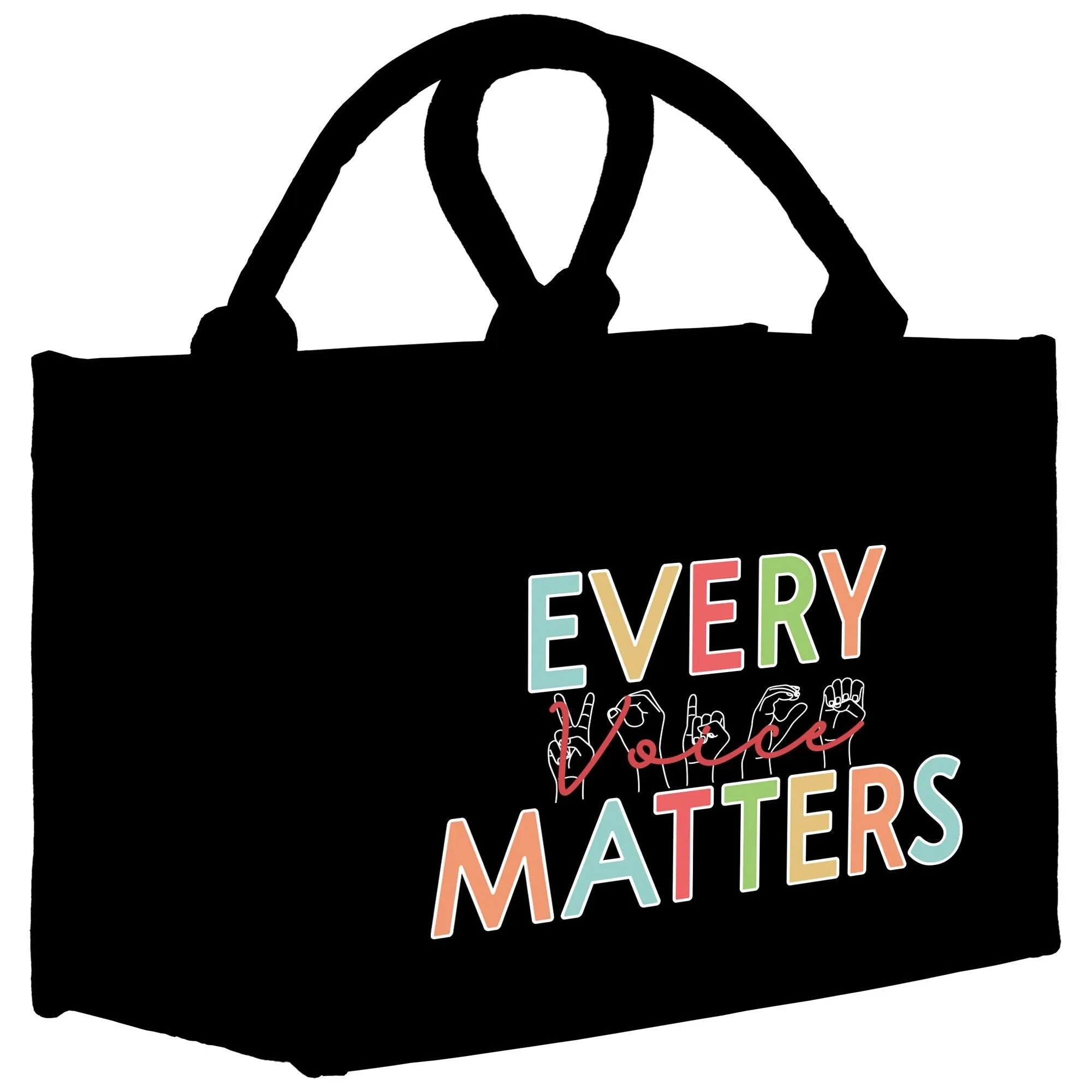 Every Voice Matter Cotton Canvas Small Tote Bag Sign Language Gift for SLP Gift Name Sign Language Gift for Deaf (SLT1007)