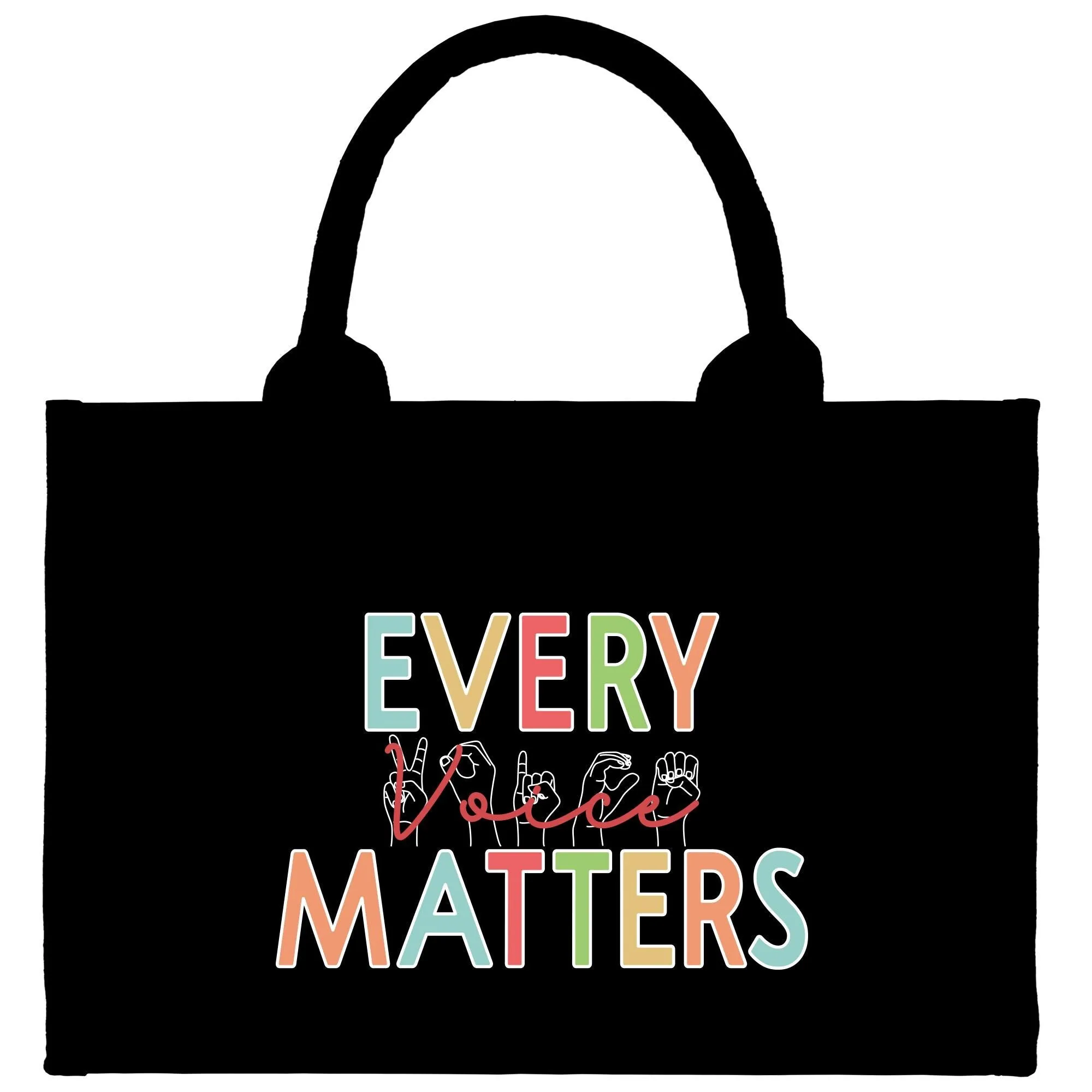 Every Voice Matter Cotton Canvas Small Tote Bag Sign Language Gift for SLP Gift Name Sign Language Gift for Deaf (SLT1007)