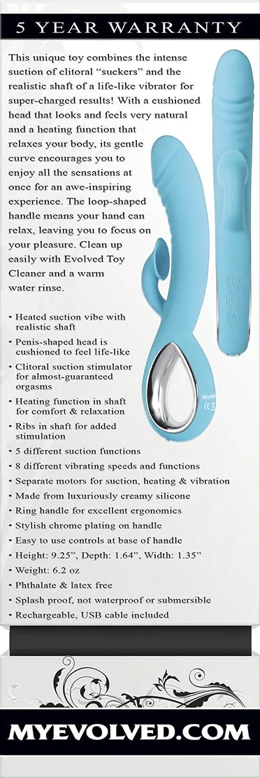 Evolved Triple Infinity Vibrator W- Suction Blue