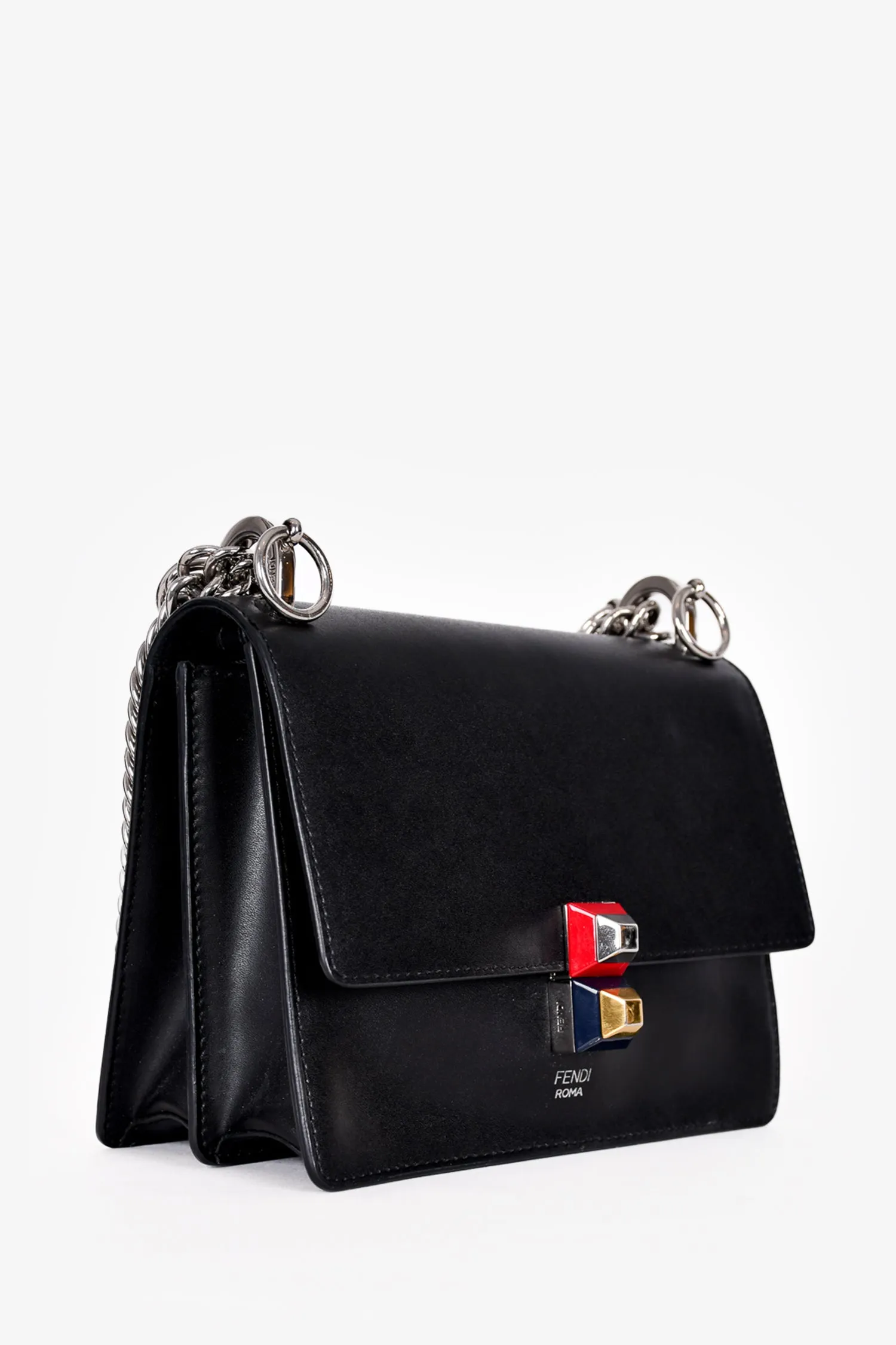 Fendi Black Leather Small 'Kan I' Crossbody Bag