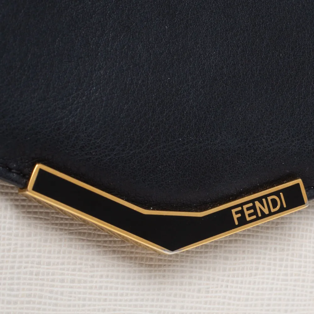 Fendi Off White/black Leather Envelope Continental Wallet..