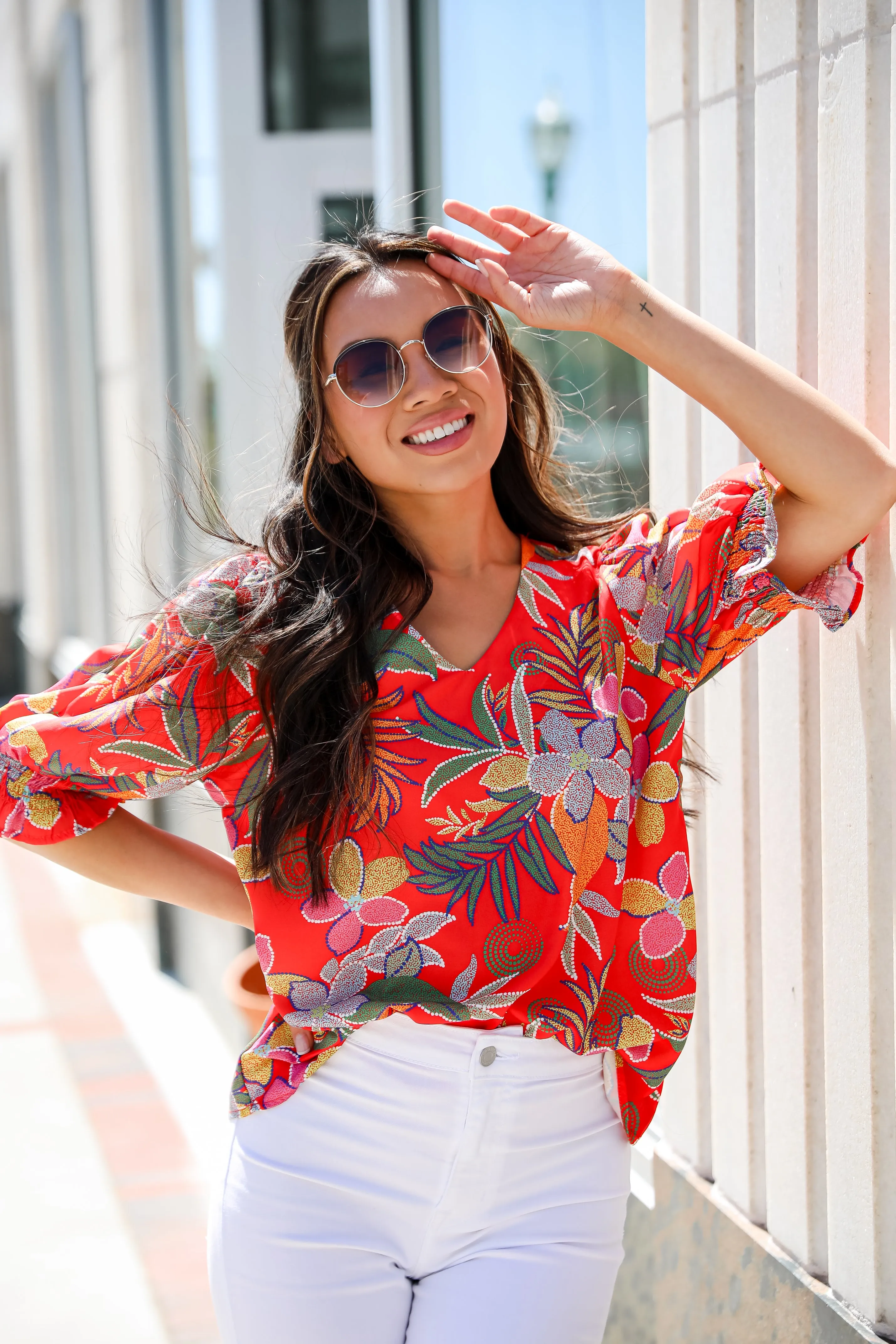 FINAL SALE - Gorgeous Muse Red Floral Blouse