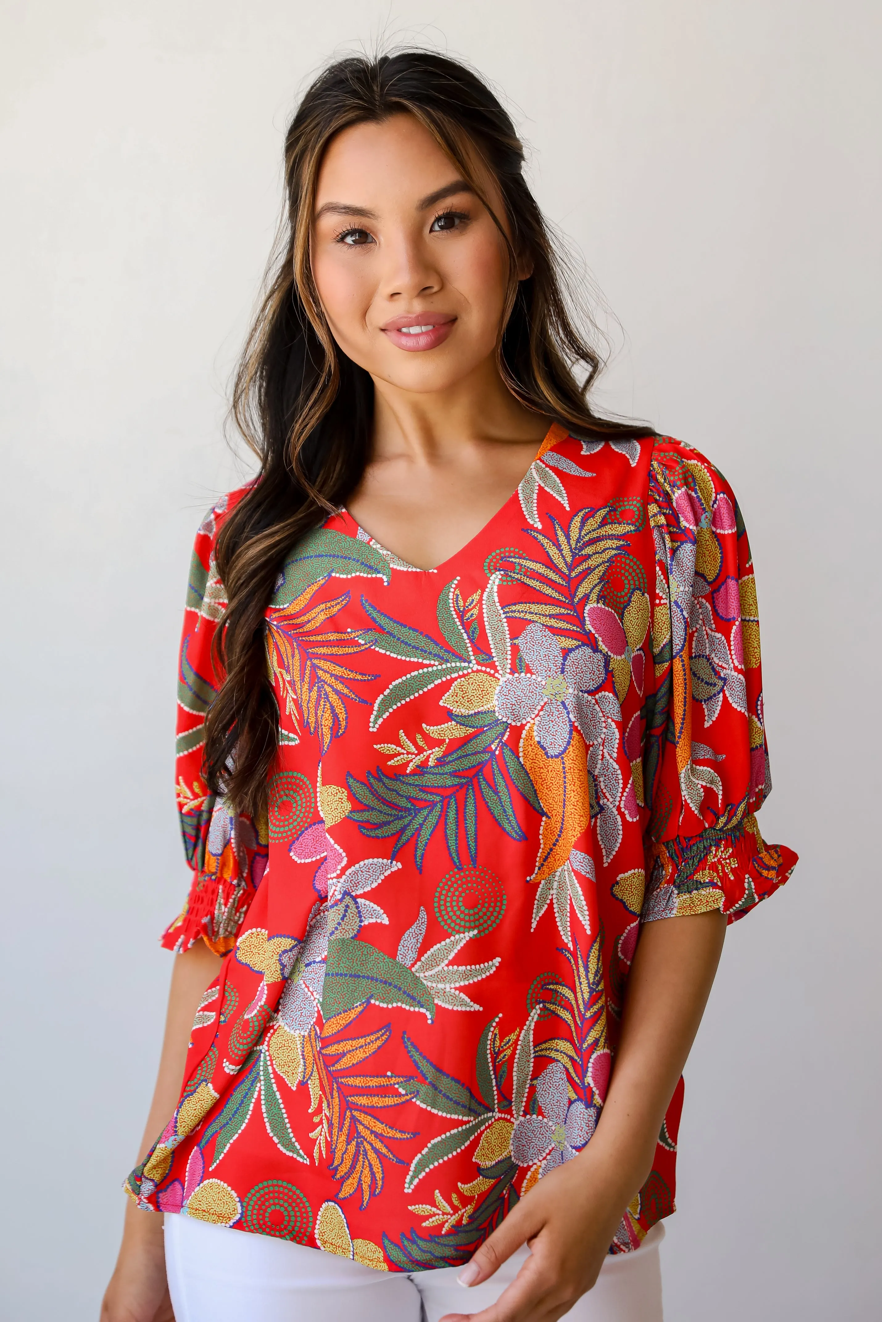 FINAL SALE - Gorgeous Muse Red Floral Blouse