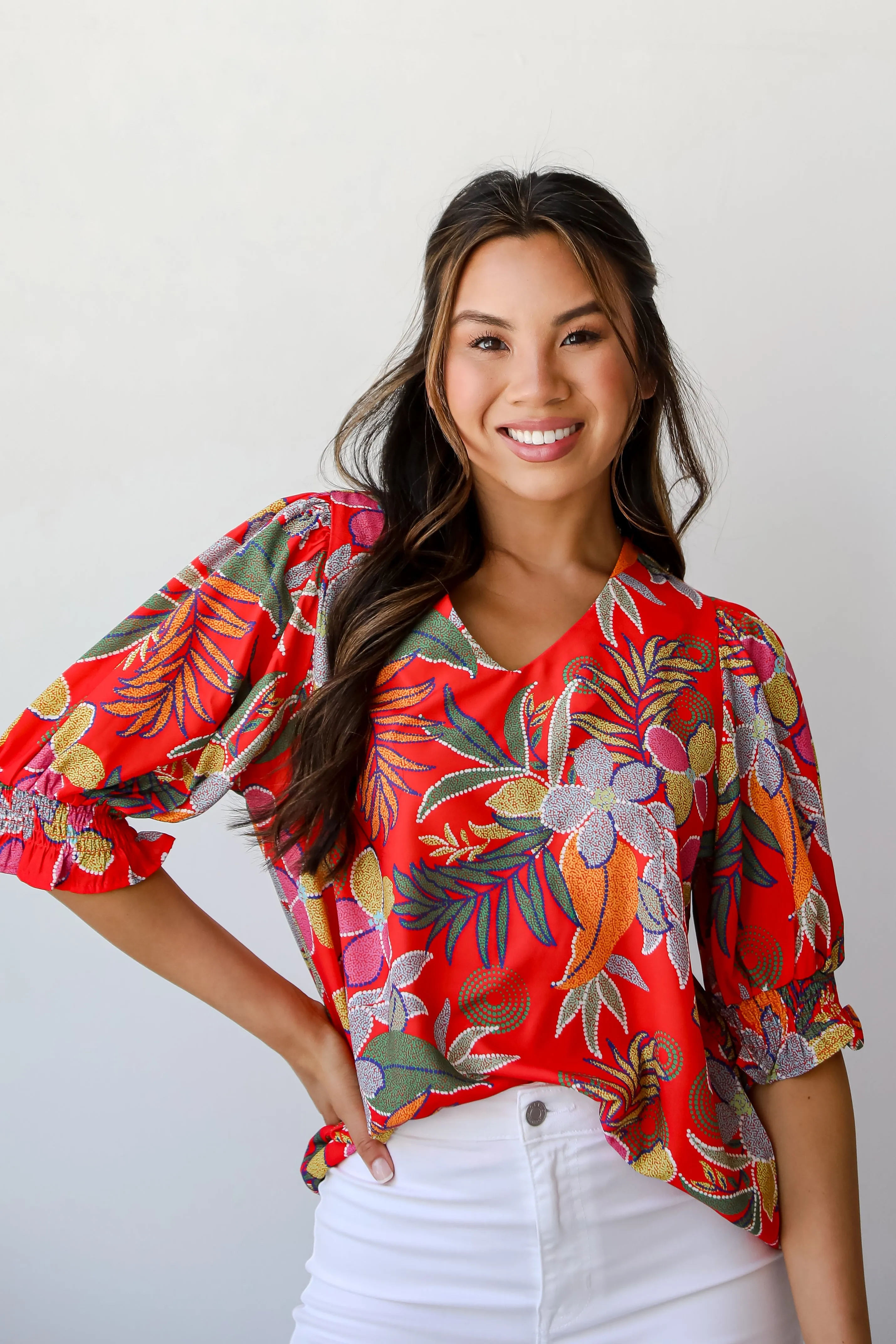 FINAL SALE - Gorgeous Muse Red Floral Blouse