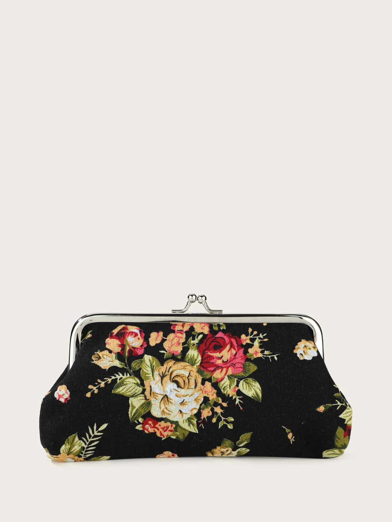 Floral Graphic Kiss Lock Purse