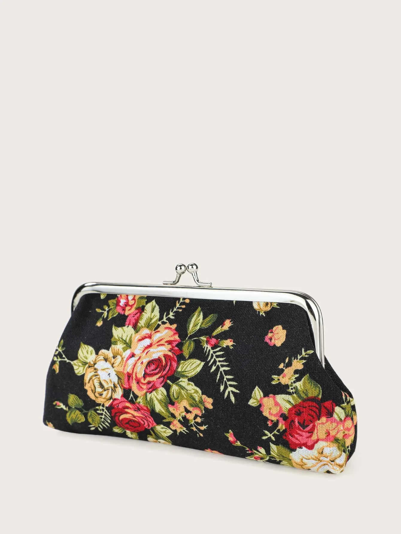 Floral Graphic Kiss Lock Purse