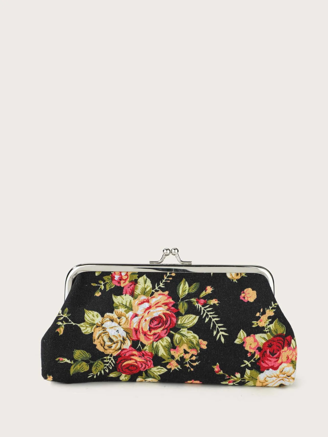 Floral Graphic Kiss Lock Purse