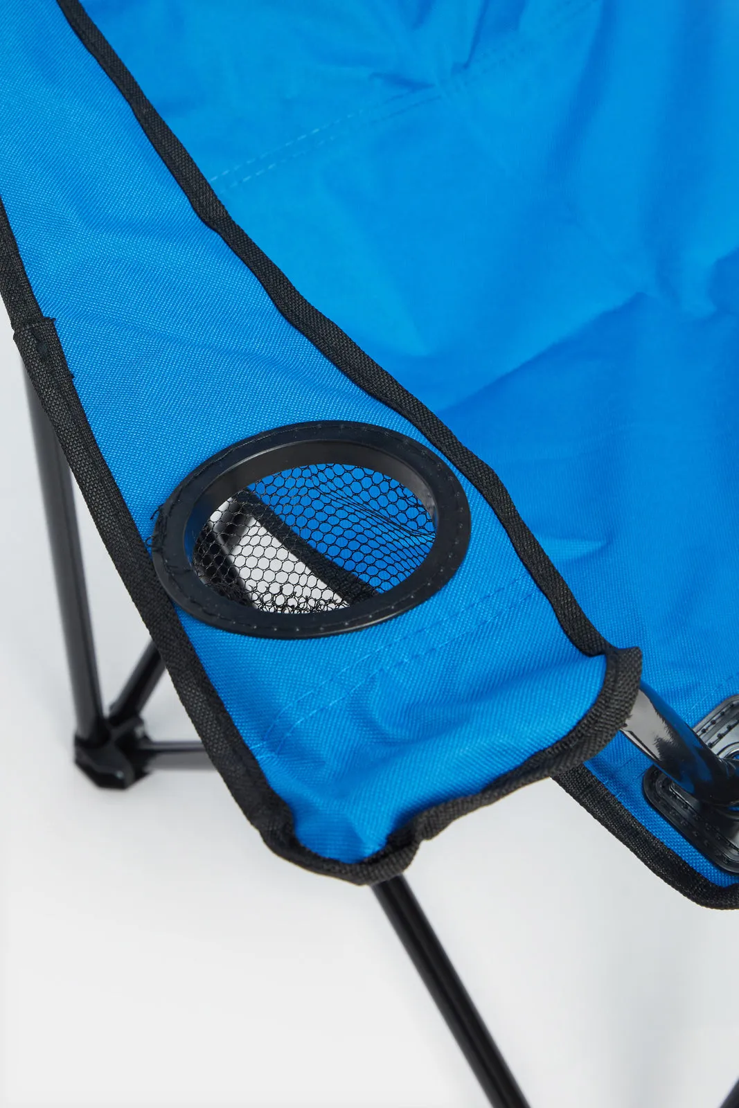 Foldable Blue Camping Chair With Cup Holder Arm