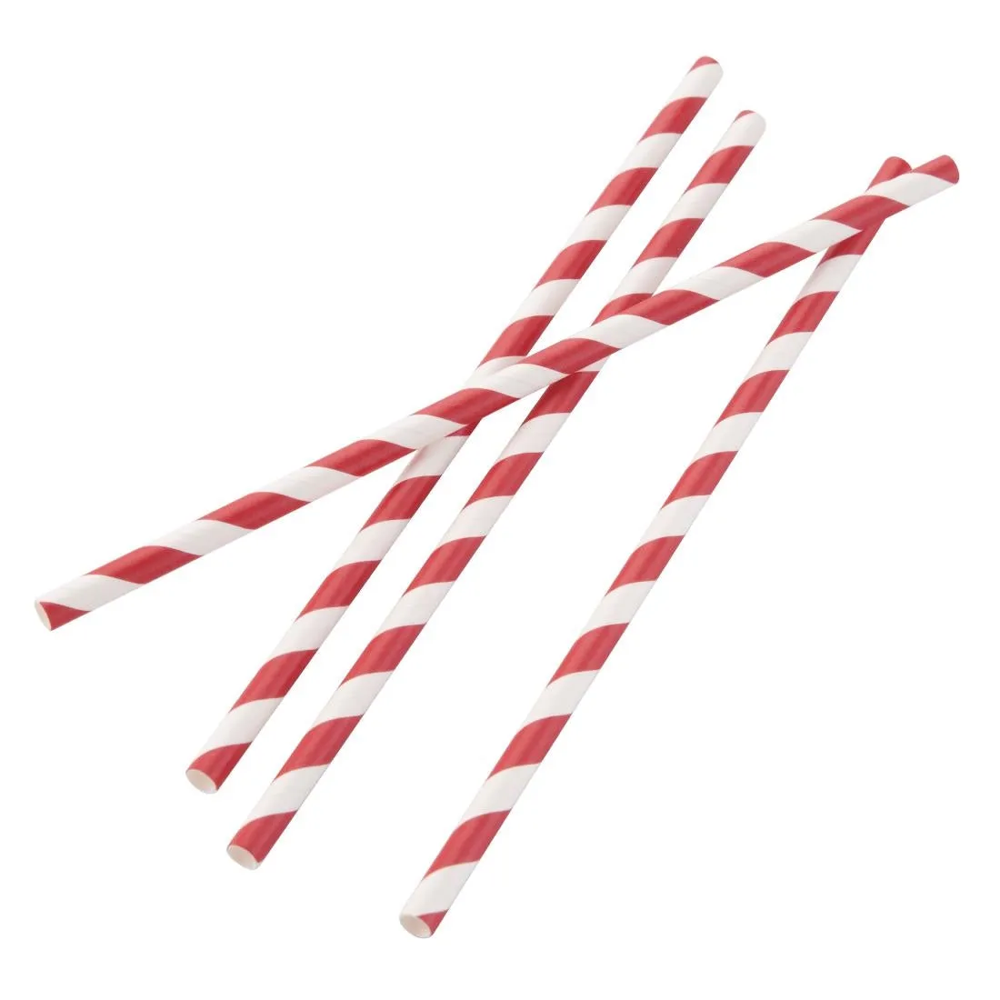 FP442 Fiesta Green Individually Wrapped Compostable Paper Straws Red Stripes (Pack of 250)