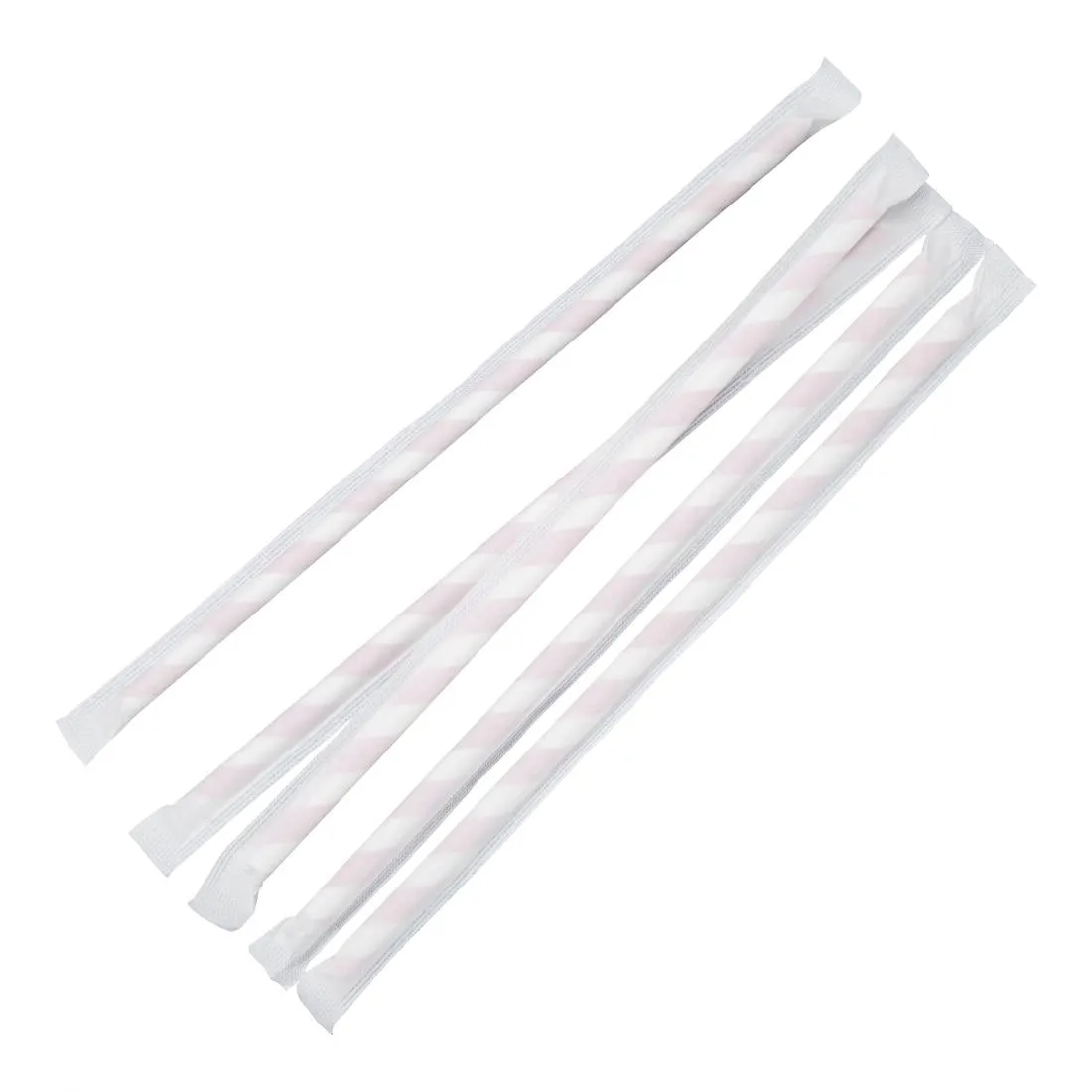 FP442 Fiesta Green Individually Wrapped Compostable Paper Straws Red Stripes (Pack of 250)