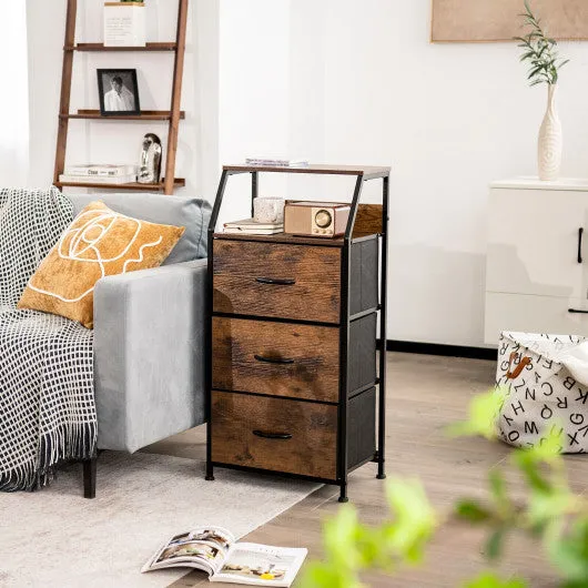 Freestanding Cabinet Dresser with Wooden Top Shelves-M