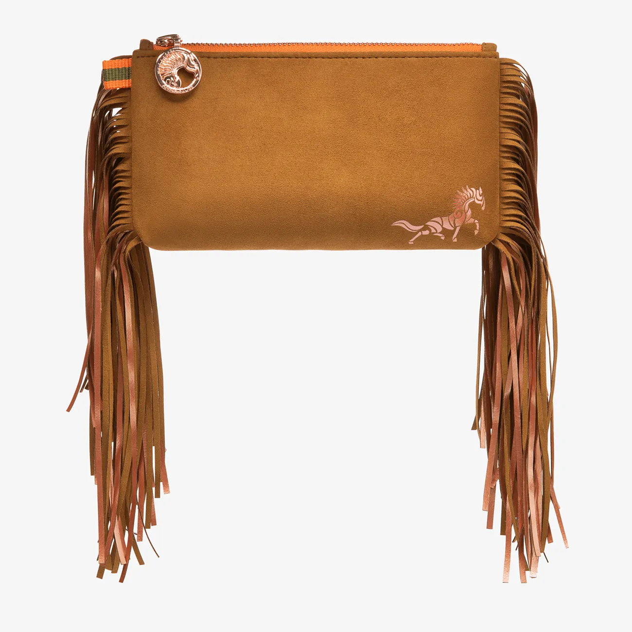 Fringe Beltbag "Hunter Brown" with rosé golden print