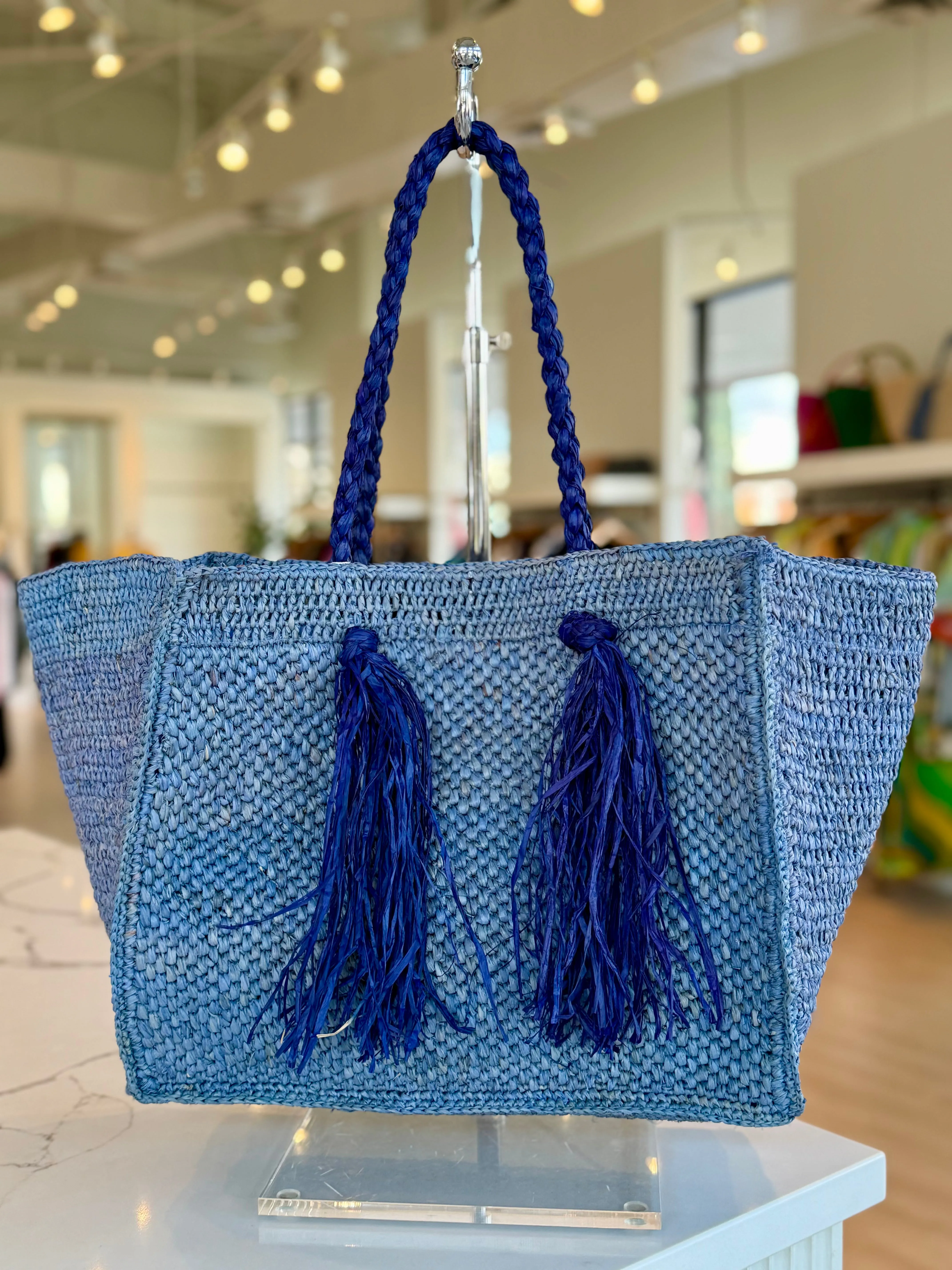 Fringe Tote - Blue/Navy