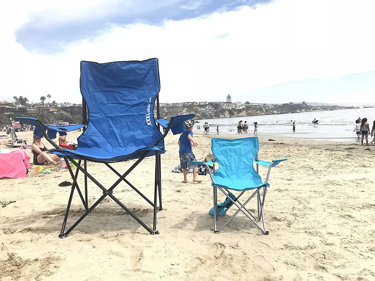 Giant Oversized Big XXXL Portable Folding Camping Beach Outdoor Chair with 6 Cup Holders! Fold Compact into Carry Bag!