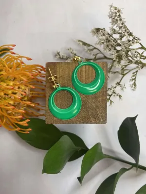 Gorgeous Green Enamel Hooped Earrings