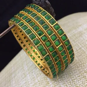 Gorgeous Green Kemp Antique Style Bangles