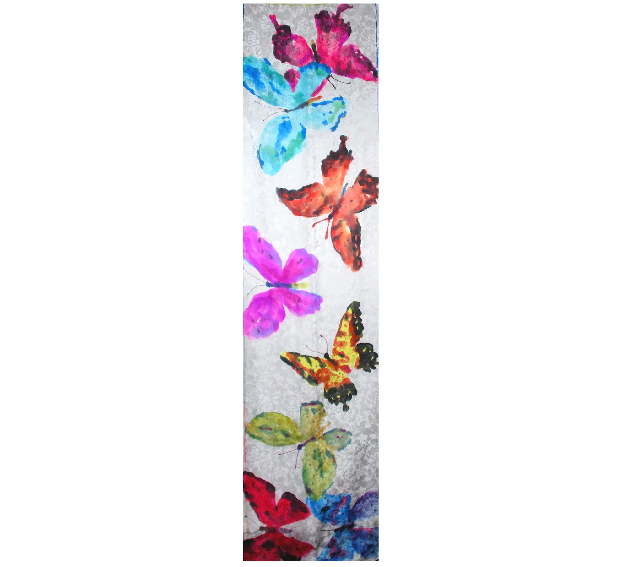 Gorgeous Handpainted Butterflies Jacquard Silk Wrap