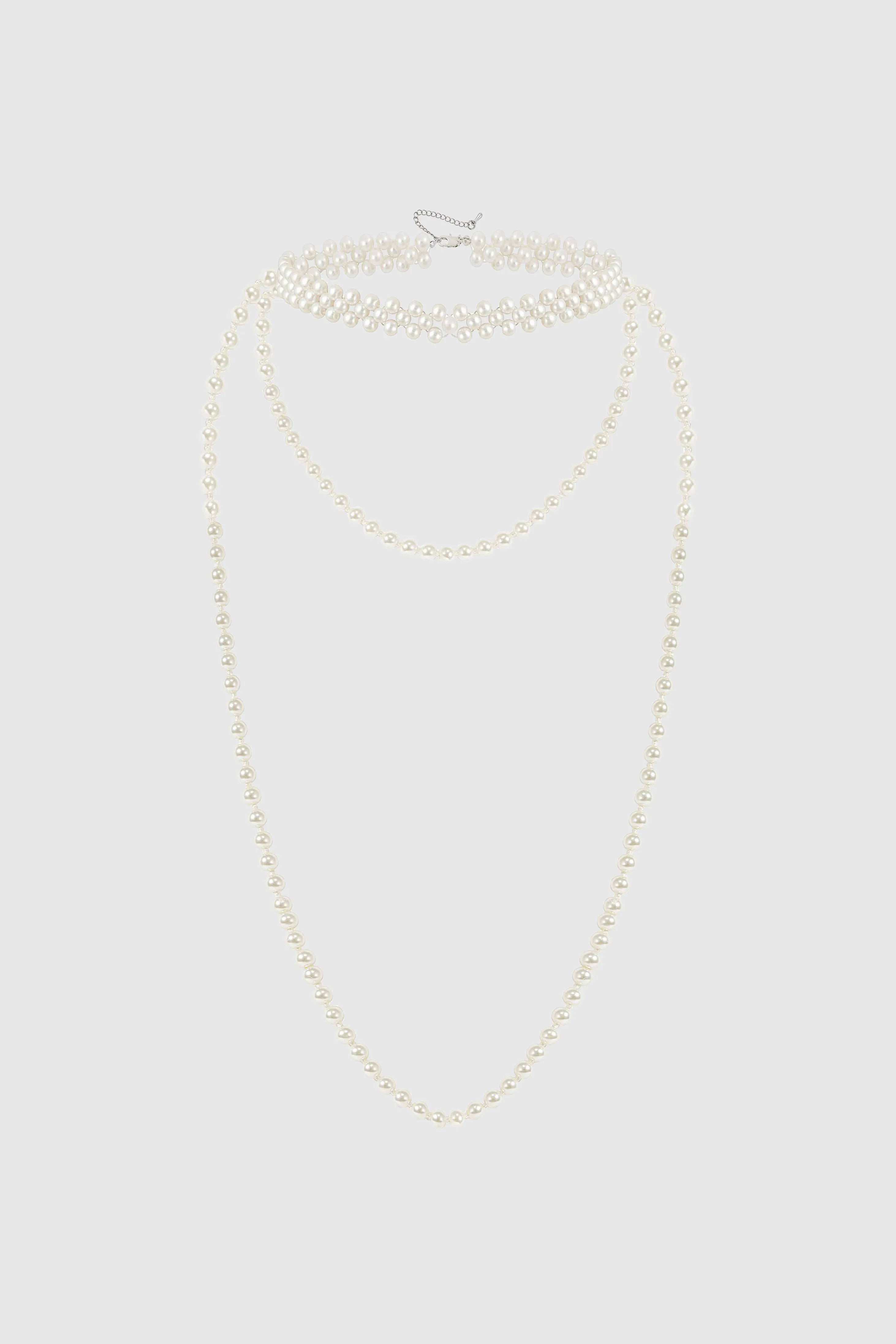 Gorgeous Pearl Long Necklace Set