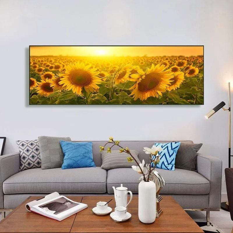 Gorgeous Sunflower Landscape Canvas Prints (50x150cm)