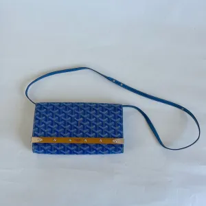 Goyard Blue Goyardine Coated Canvas and Leather Monte Carlo Bois Clutch