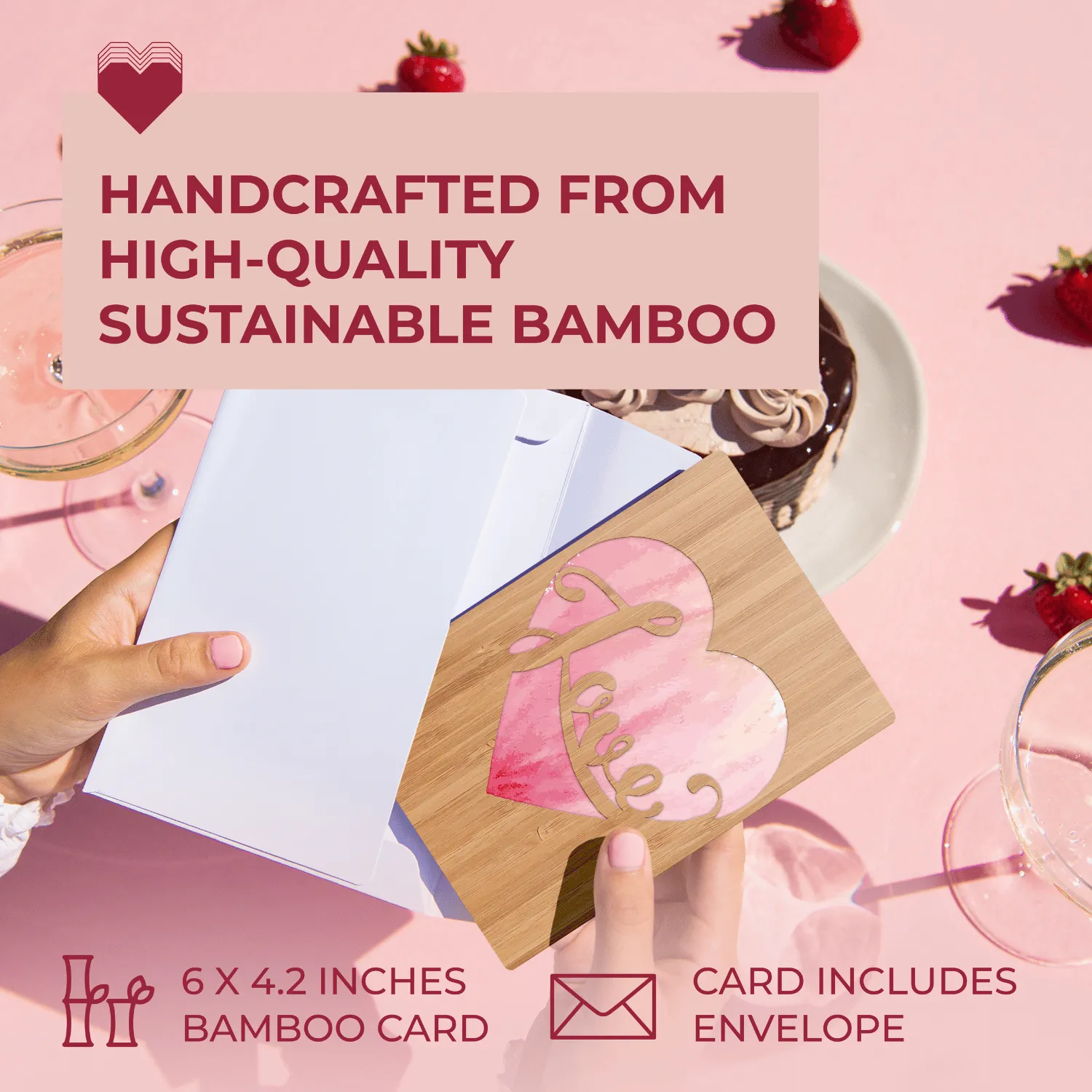 Handcrafted Bamboo Anniversary Cards | Groovy Heart