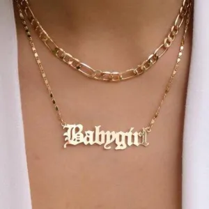 Handmade Custom Two Chain Name Necklace