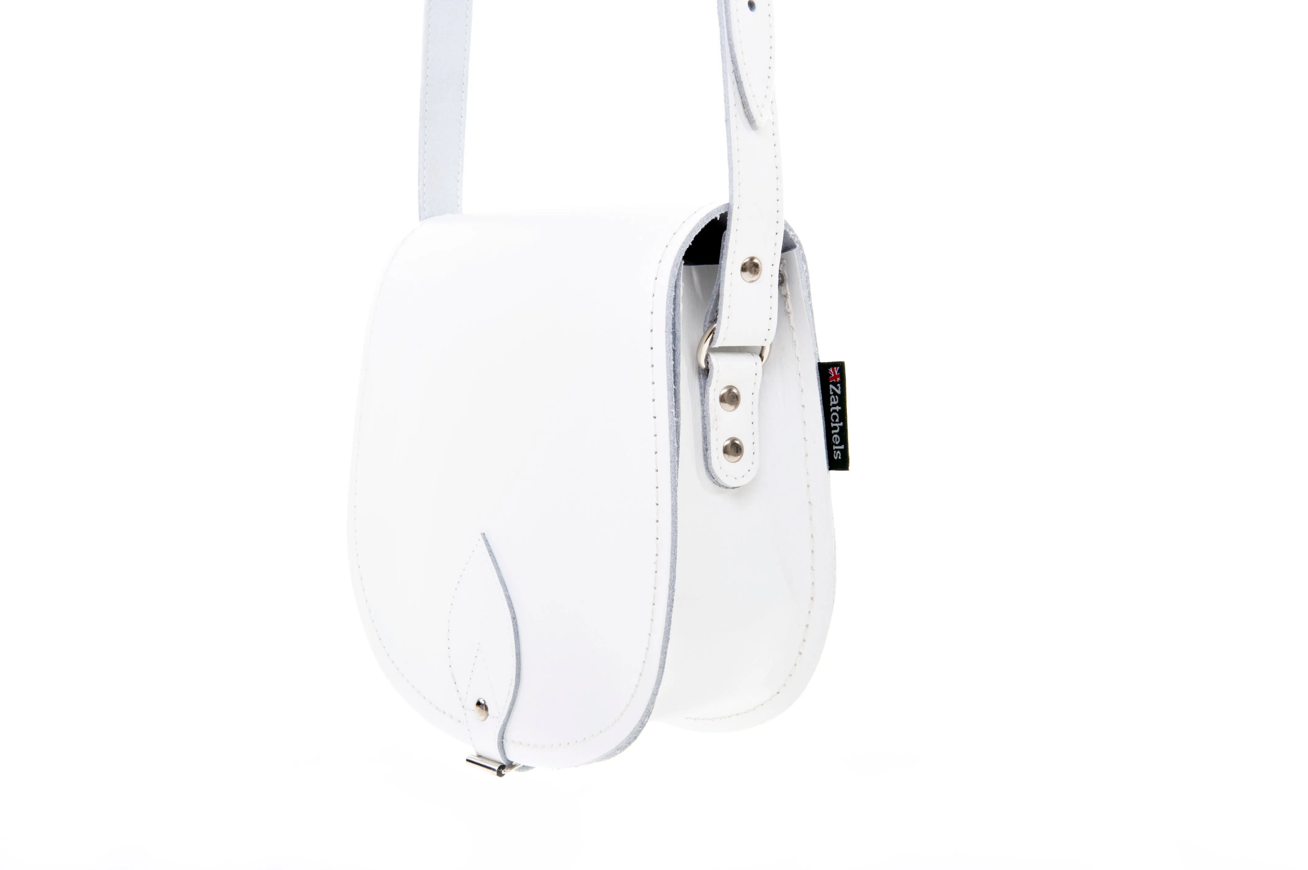 Handmade Leather Saddle Bag - White