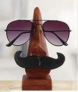 Handmade Wooden Nose Shaped Eyewear Holder with Black Mustache