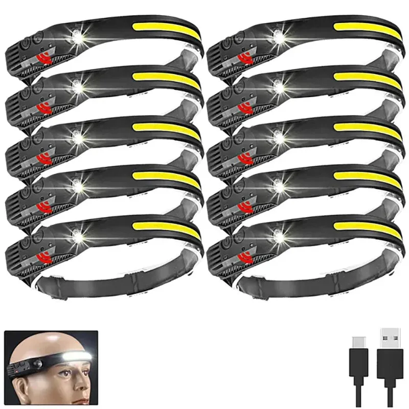 Head Flashlight Headlight Led Head Lamp Rechargeable Led Headlamp Work Light Camping Searchlight Torch With Built-in Battery