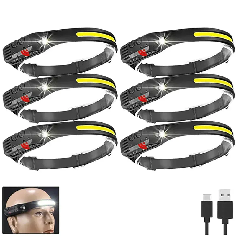 Head Flashlight Headlight Led Head Lamp Rechargeable Led Headlamp Work Light Camping Searchlight Torch With Built-in Battery