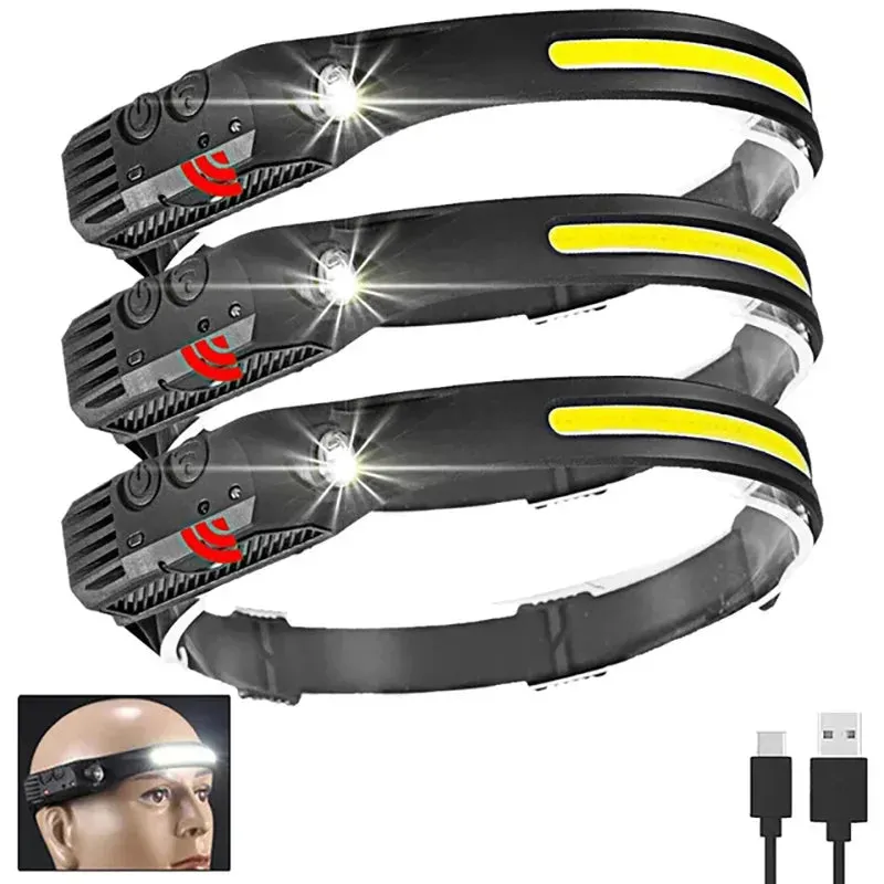 Head Flashlight Headlight Led Head Lamp Rechargeable Led Headlamp Work Light Camping Searchlight Torch With Built-in Battery