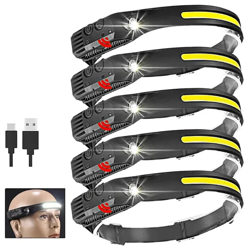 Head Flashlight Headlight Led Head Lamp Rechargeable Led Headlamp Work Light Camping Searchlight Torch With Built-in Battery