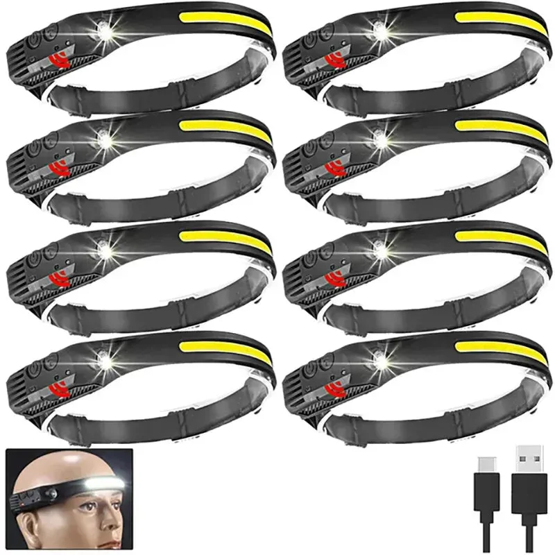 Head Flashlight Headlight Led Head Lamp Rechargeable Led Headlamp Work Light Camping Searchlight Torch With Built-in Battery