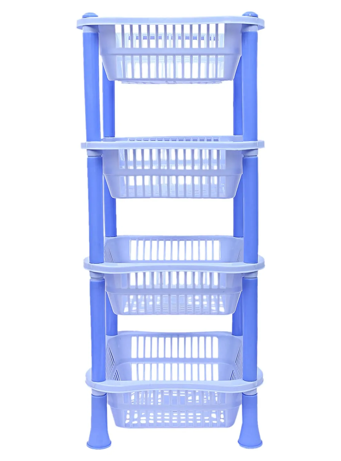 Heart Home Plastic 4-Tier Multi-Purpose Square Storage Basket, Organizer, Shelf Rack (Blue)-50HH01719