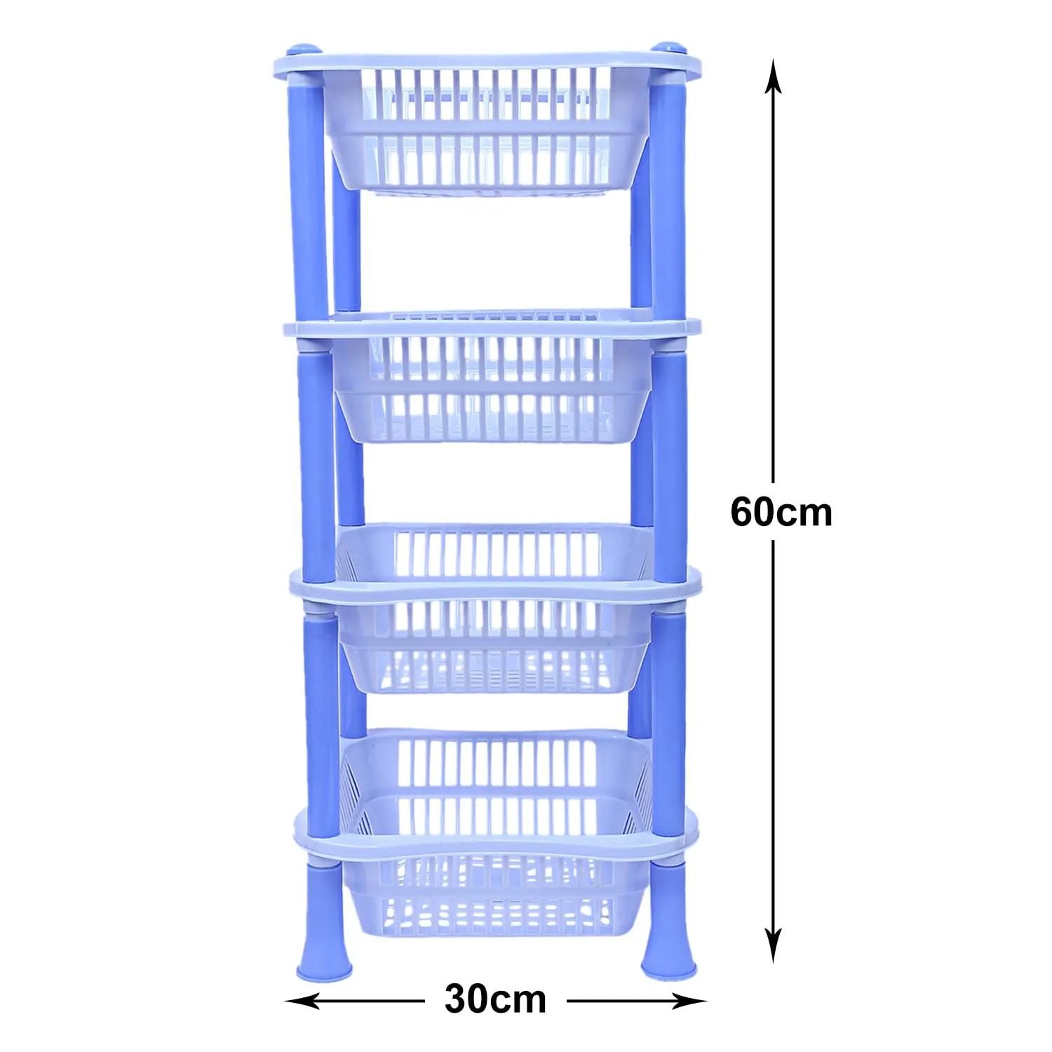 Heart Home Plastic 4-Tier Multi-Purpose Square Storage Basket, Organizer, Shelf Rack (Blue)-50HH01719