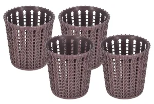 Heart Home Round Shape M 10 Multipurpose Plastic Holder/Organizer/Stand for Kitchen, Bathroom, Office Use - Pack of 4 (Brown)-46HH0421