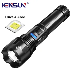 High Power 4-Core XHP50 Flashlight Super Bright Led Torch USB Zoom Rechargable Lantern for Camping,Outdoor