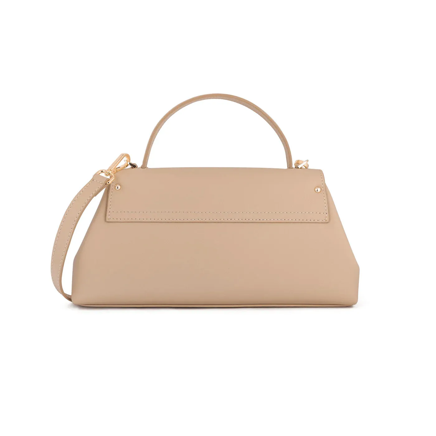 Italian Premium Leather Trapeze Bag  Beige