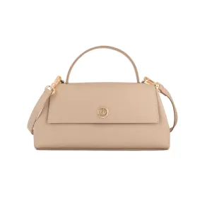 Italian Premium Leather Trapeze Bag  Beige